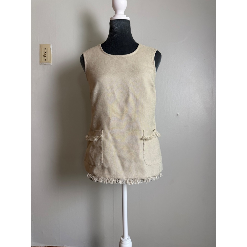 Carlisle Sleeveless Fringe Trim Top Tunic Tank lagenlook euro summer capsule 2